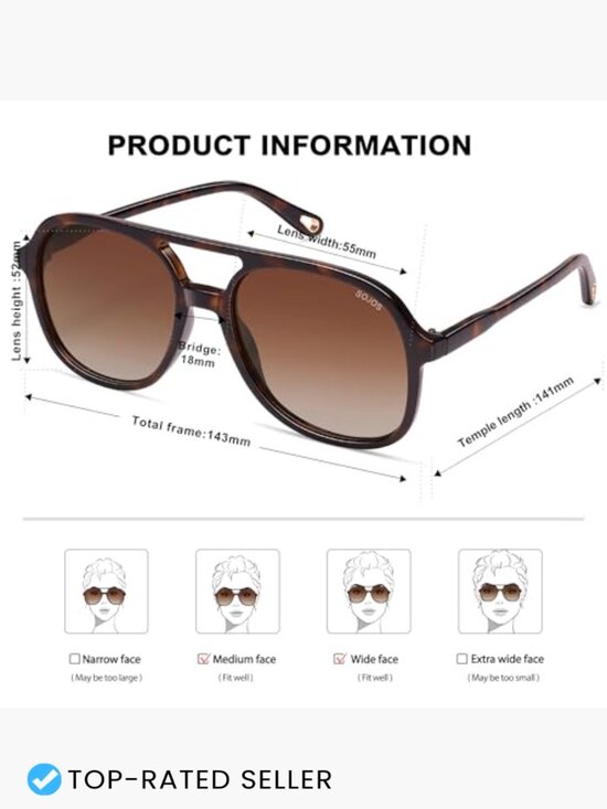 Retro Polarized Aviator Sunglasses Square Frame UV Protection Classic Vintage